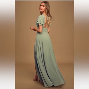 Promise Of Love Sage Brush Flutter Sleeve Maxi Dress